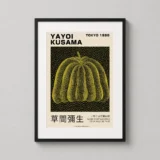 Yayoi Kusama Tokyo 1998 Exhibition Yellow Pumpkin Wall Art Print