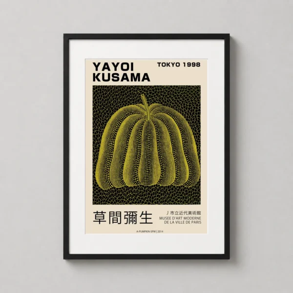 Yayoi Kusama Tokyo 1998 Exhibition Yellow Pumpkin Wall Art Print