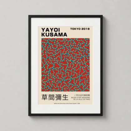 Yayoi Kusama Botanical – Before the Destruction of the Flower Garden wall print with natural decorative calm by MerchFuse