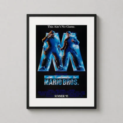 Super Mario Bros Movie Poster 1993 featuring Bob Hoskins and John Leguizamo for home theater wall art. by MerchFuse