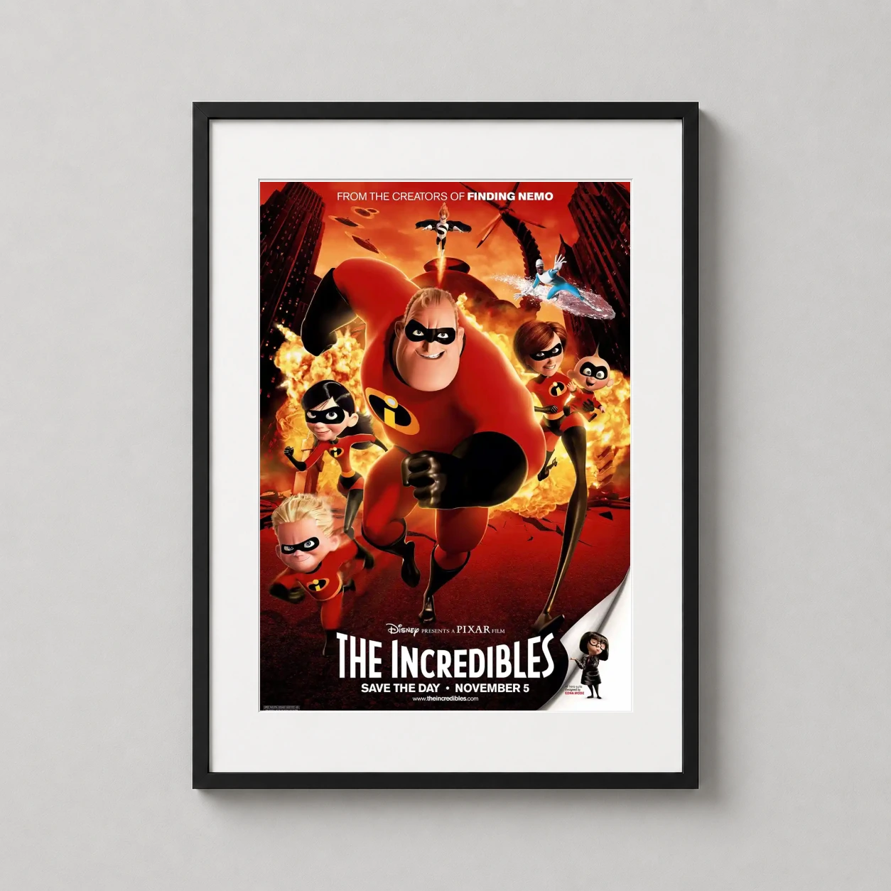 Incredibles — pixar movie poster featuring Mr. Incredible, Elastigirl, and their