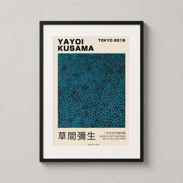 Yayoi Kusama Nets Blue 1960 Exhibition Poster, Abstract Wall Art Print