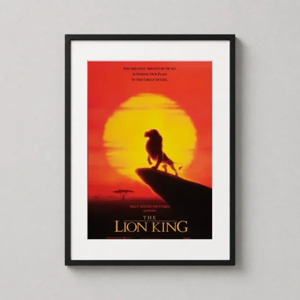 The Lion King 1994 Silhouette on Pride Rock Sunset Movie Poster