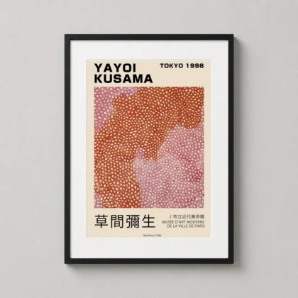 Classic Yayoi Kusama Red Nets Art - Japanese woodblock print from MerchFuse
