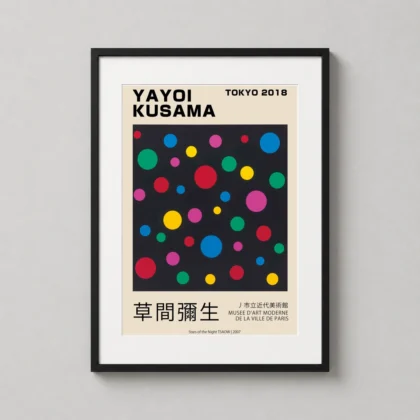 Classic Yayoi Kusama Poster Tokyo 2018 Stars - Japanese woodblock print from MerchFuse