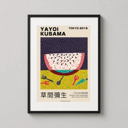 Yayoi Kusama Watermelon – 1984 Tokyo Exhibition decorative travel poster for curated interiors by MerchFuse