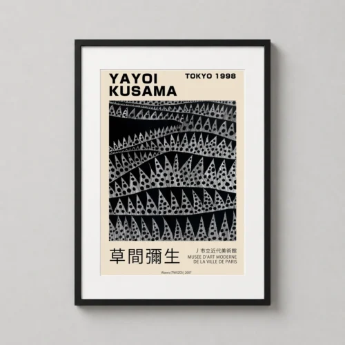 Yayoi Kusama Waves Abstract Black and White Exhibition Art Print