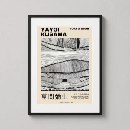 Yayoi Kusama Art Print Waves - Japanese woodblock print from MerchFuse
