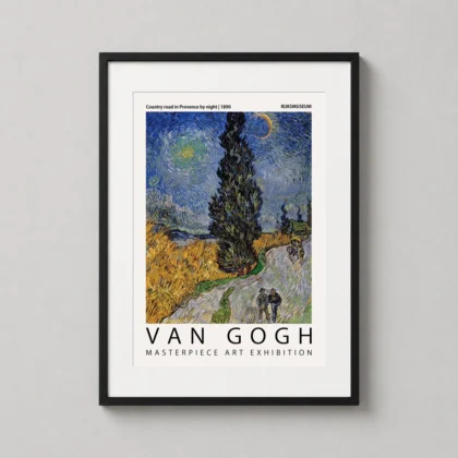 Van Gogh Provence – Country Road by Night 1890 Exhibition wall print with destination-led character by MerchFuse