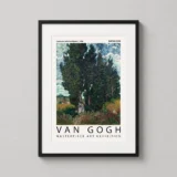 Van Gogh Cypresses with Two Figures, 1890 Exhibition Art Print