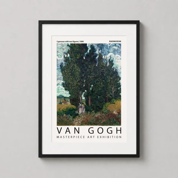 Van Gogh Cypresses with Two Figures, 1890 Exhibition Art Print