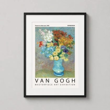 MerchFuse Van Gogh Flower 1885 Blue Vase Exhibition Art Botanical art print with botanical character