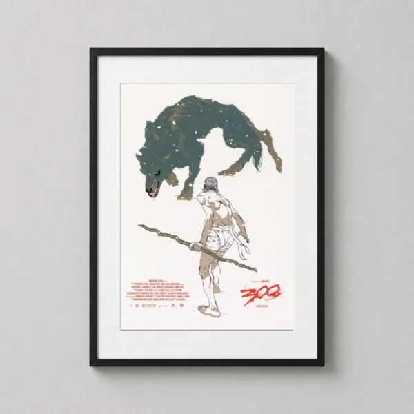 300 Leonidas vs Giant Wolf Tomer Hanuka Mondo Movie Poster