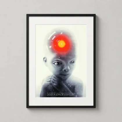 2001 A Space Odyssey Mondo Poster Star Child and HAL 9000 design by Greg Ruth by MerchFuse