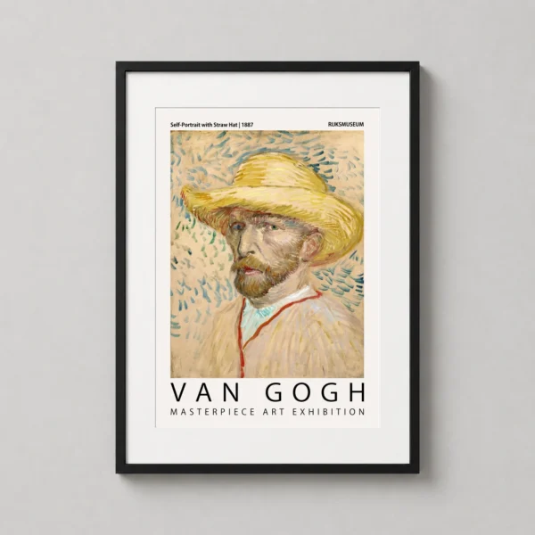 Van Gogh Self-Portrait with Straw Hat Masterpiece Art Print