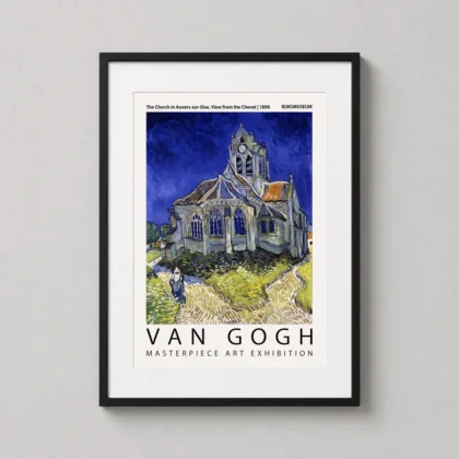 Authentic Van Gogh Church poster – Auvers-sur-Oise Fine Art Print framed wall art mockup
