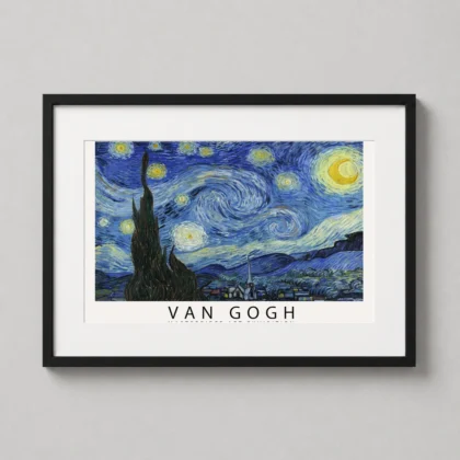 Authentic Starry Night poster – Van Gogh Museum Exhibition Wall Art framed wall art mockup
