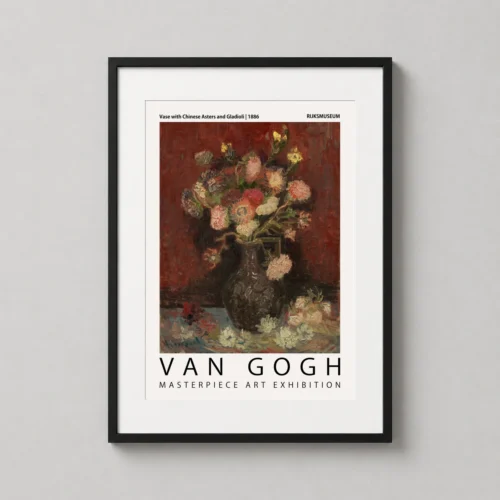 Van Gogh Vase with Chinese Asters and Gladioli Flower Art Print
