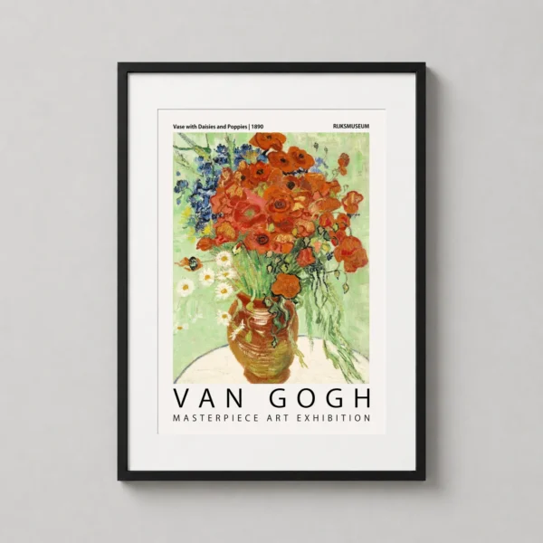 Vase with Daisies and Poppies, Van Gogh Masterpiece Art Print