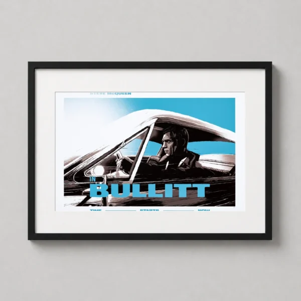 Steve McQueen Bullitt High Contrast Film Poster