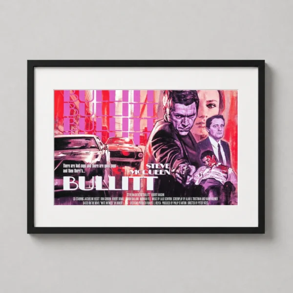Bullitt Steve McQueen Psychedelic Neo-Noir Poster Movie Poster