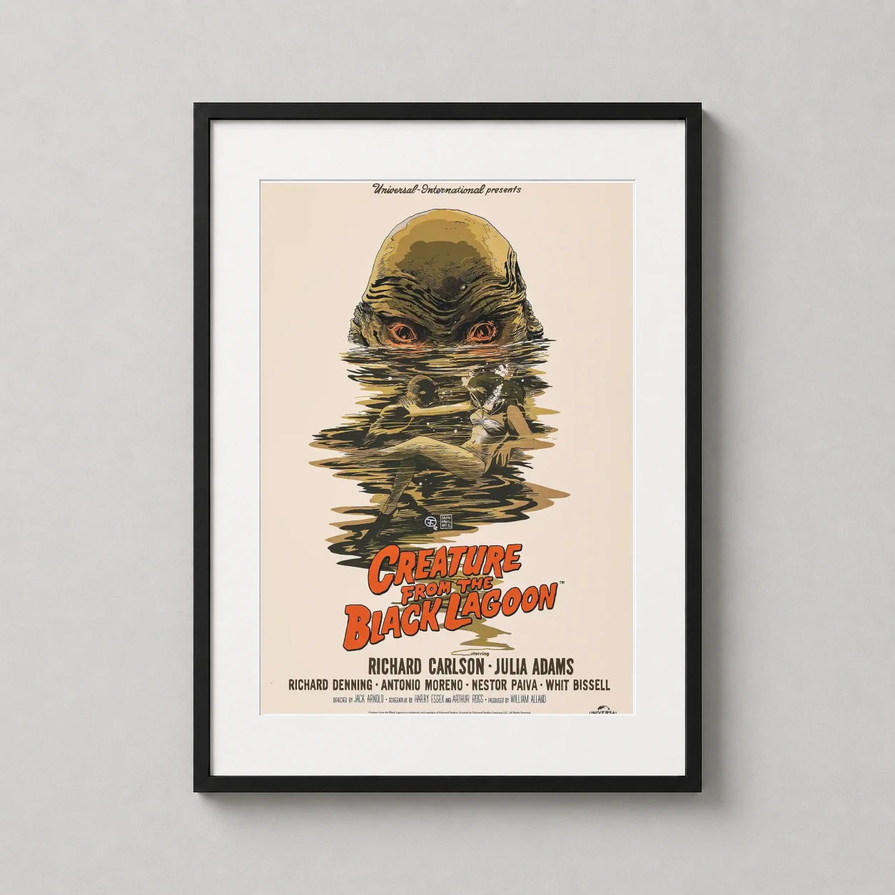Creature Black Lagoon Francesco — retro-style art print of the Creature from the Black Lagoon rising from