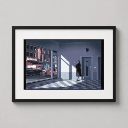MerchFuse Elevator to the Gallows Laurent Durieux Art – Classic French Film Noir movie poster with noir character