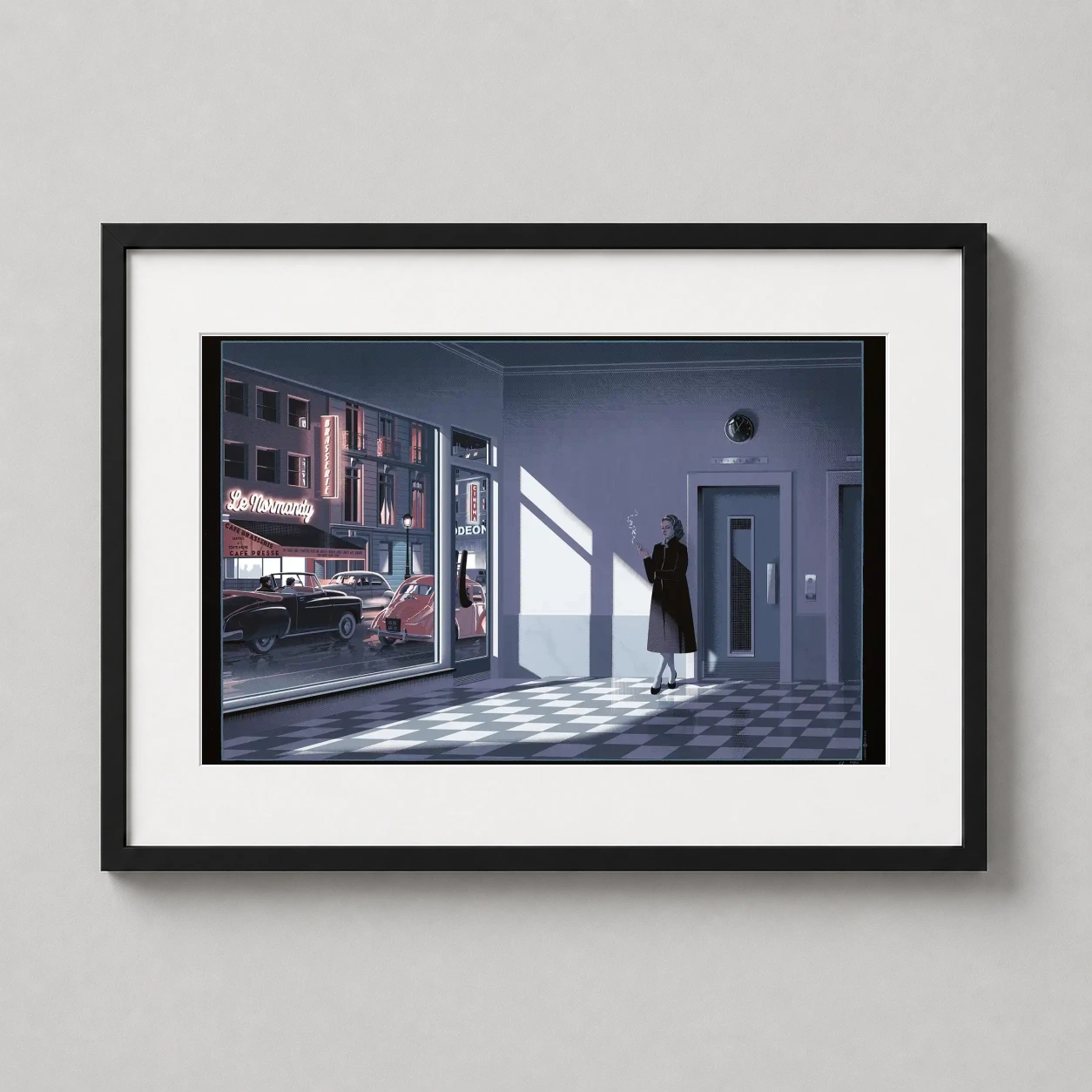 Elevator to the Gallows — moody Parisian scene featuring a woman smoking by an elevator