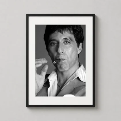 Al Pacino Smoking Poster – Black and White Film Icon Print framed wall art mockup