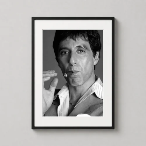 Al Pacino Smoking Black and White Cinema Photography Print