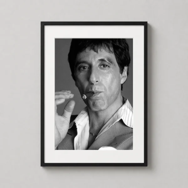 Al Pacino Smoking Black and White Cinema Photography Print