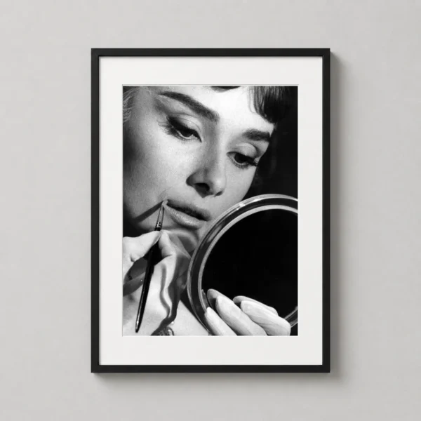 Audrey Hepburn Applying Makeup 1957 Glamour Shot Photography Print