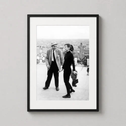 Audrey Hepburn Funny Face Paris Film Set Black and White Photography Print