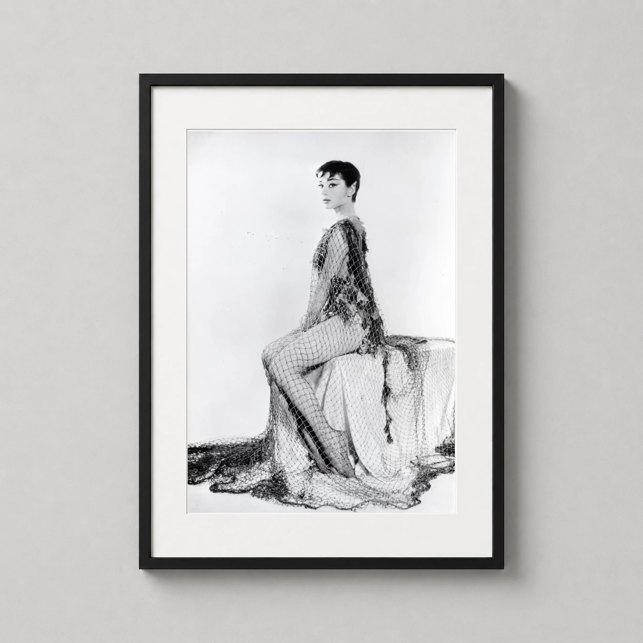 Audrey Hepburn Ondine Broadway — monochrome studio portrait of Audrey Hepburn in the 1954 Broadway play