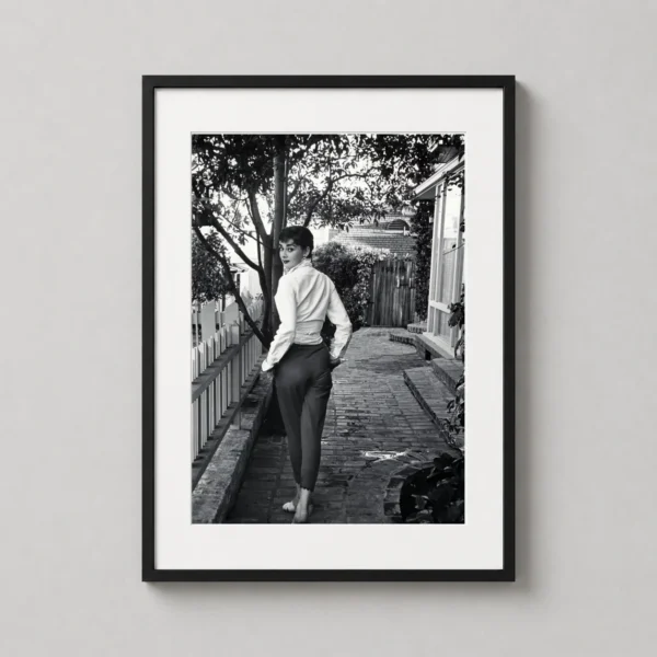 Audrey Hepburn 1953 Garden Path Monochrome Photography Print