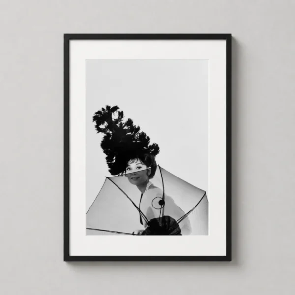Audrey Hepburn 1963 Studio Portrait with Feathered Hat Photography Print