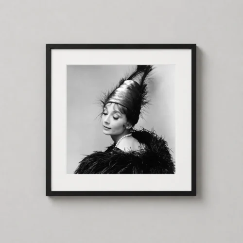 Audrey Hepburn 1963 Fashion Portrait, Monochrome Photography Print