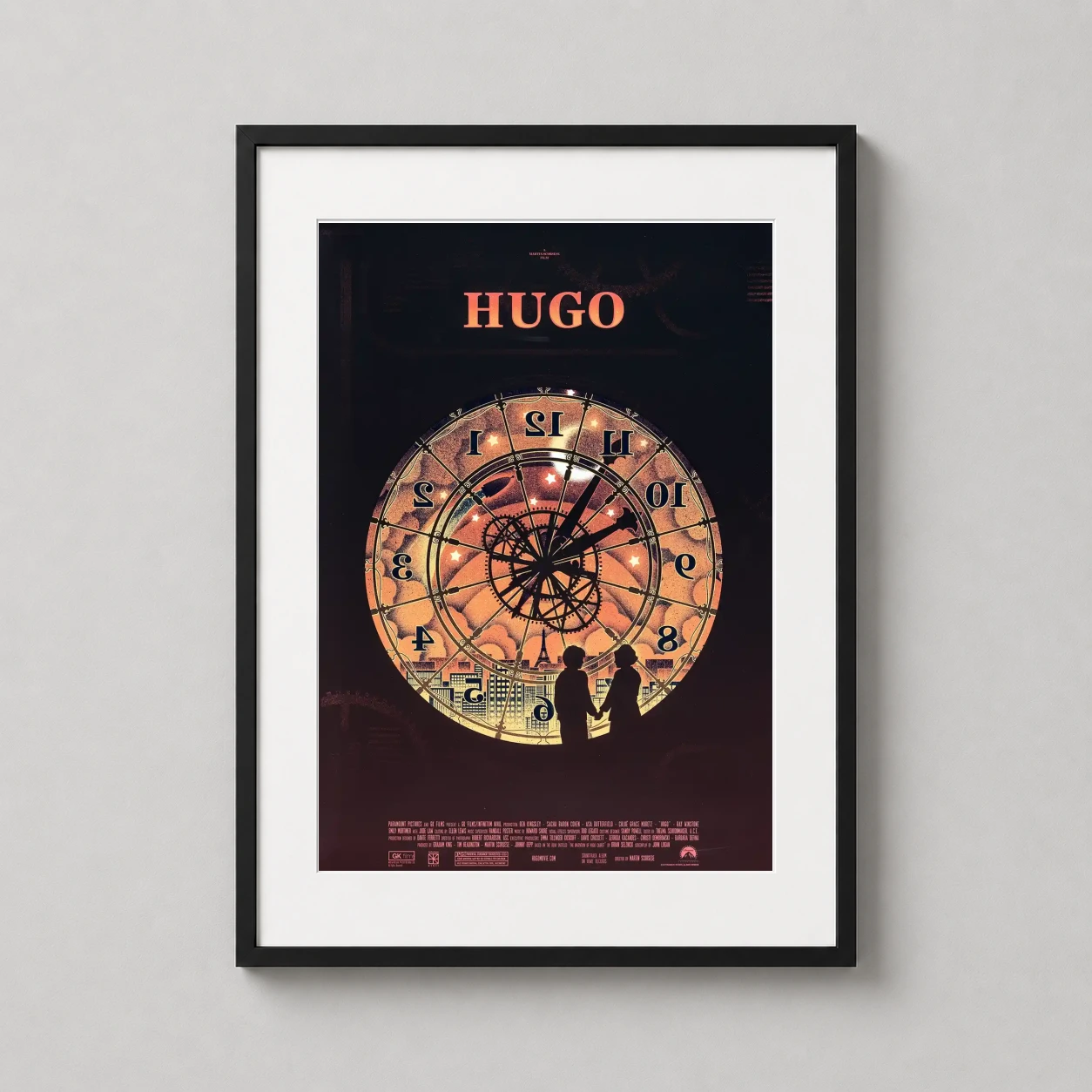 Hugo — detailed alternative movie poster featuring a golden clock face