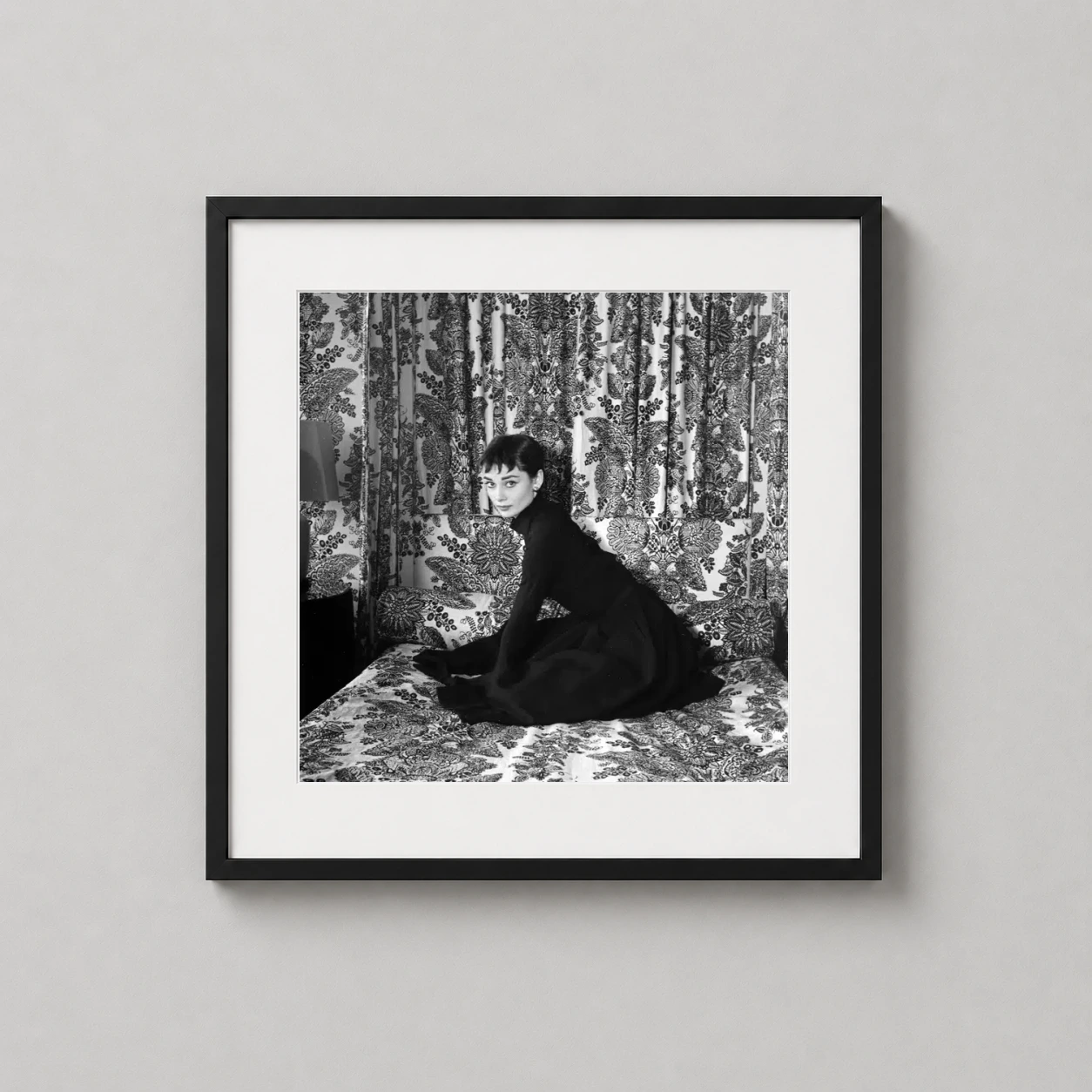 Audrey Hepburn March 1954 — this vintage monochrome photograph captures Audrey Hepburn in a black
