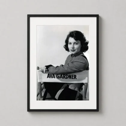 Ava Gardner director chair poster with director chair in vintage photographic style | MerchFuse