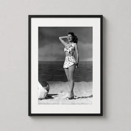 Ava Gardner beach swimsuit poster with beach swimsuit in vintage photographic style | MerchFuse