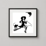 Ava Gardner Witch Halloween Pin-Up Black and White Photography Print