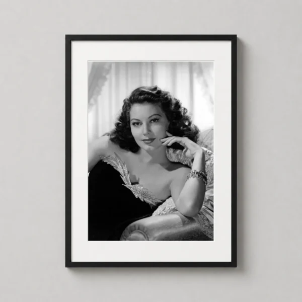Ava Gardner Glamour Sofa Black and White Photography Print