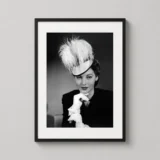 Ava Gardner Feather Hat and White Gloves Portrait Photography Print