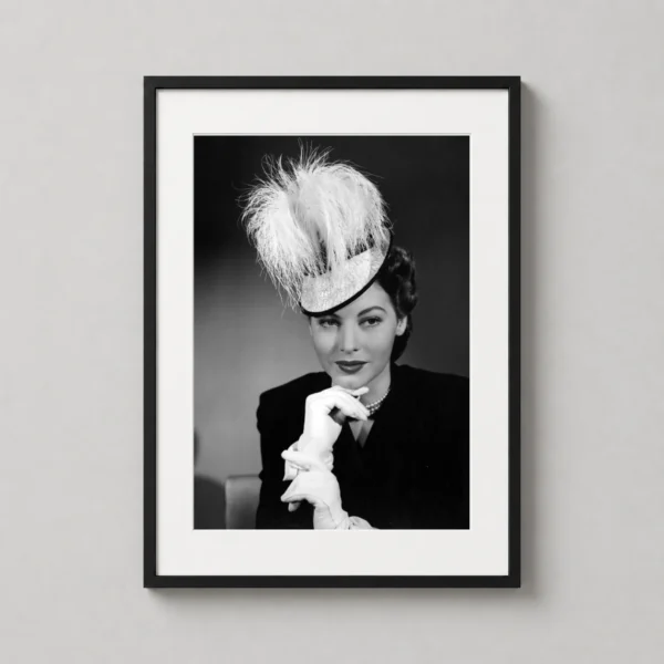 Ava Gardner Feather Hat and White Gloves Portrait Photography Print