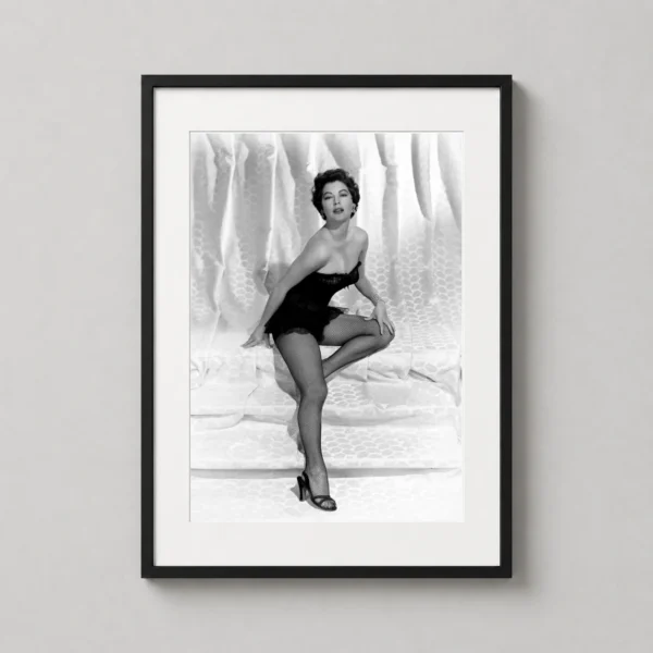 Ava Gardner in Black Swimsuit and Fishnets Photography Print