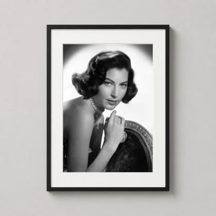 Ava Gardner chair portrait print with 12 in vintage photographic style | MerchFuse