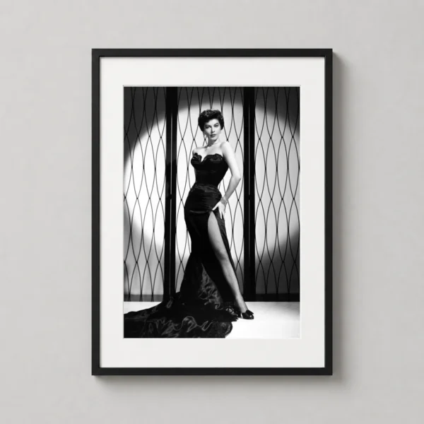 Ava Gardner Black Evening Gown Black and White Photography Print
