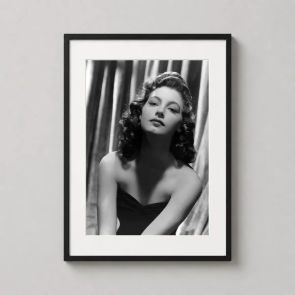 Ava Gardner Black and White Portrait, Classic Hollywood Photography Print