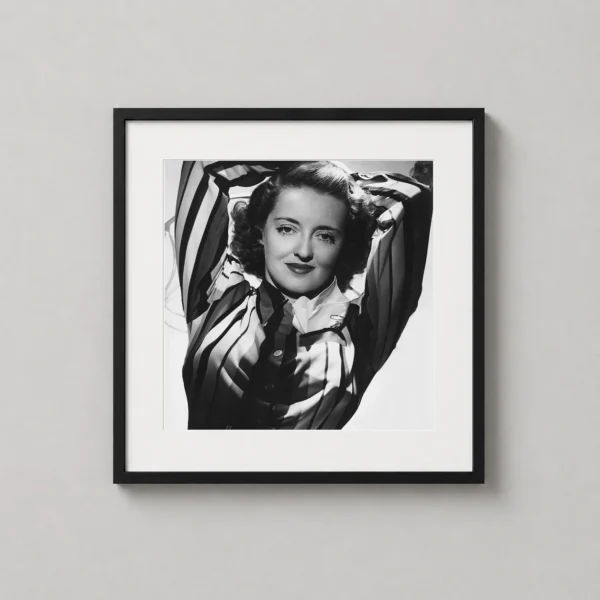 Bette Davis Striped Blouse Portrait Monochrome Photography Print
